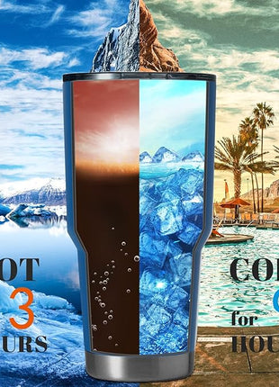 HASLE OUTFITTERS 30oz Stainless Steel Tumbler, Double Wall Vacuum Insulated Travel Mug Tumbler, Durable Insulated Coffee Mug, Gift Box Set (Midnight Blue, 8)