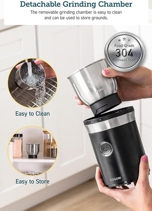 COSORI Coffee Espresso Grinder Electric, Food Grade Stainless Steel Blades, 12 Cups, Black