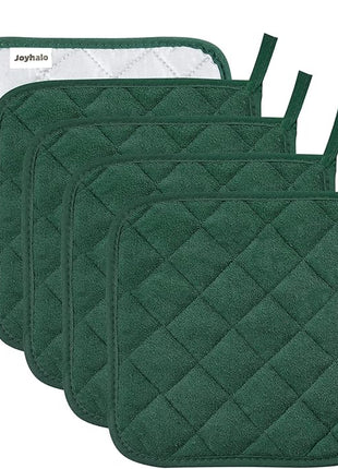 Pot Holders Buffalo Plaid Cotton Heat Resistant Potholder, Pot Holder, Hot Pads, Trivet for Cooking and Baking (5, Dark Green)