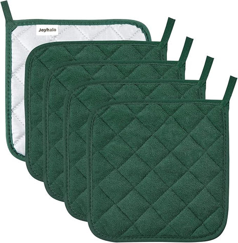 Pot Holders Buffalo Plaid Cotton Heat Resistant Potholder, Pot Holder, Hot Pads, Trivet for Cooking and Baking (5, Dark Green)