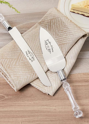 AW BRIDAL Personalized Cake Cutting Set for Wedding, Stainless Steel Cake Knife and Server Set Pie Server Wedding Engagement Gifts for Couples//DK2101CPP25//