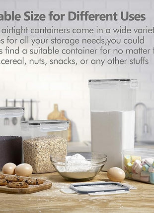 CHEFSTORY Airtight Food Storage Containers with Lids, 8 PCS Plastic Storage Canisters for Kitchen & Pantry Organization,Dry Food Canisters for Flour, Sugar and Cereal