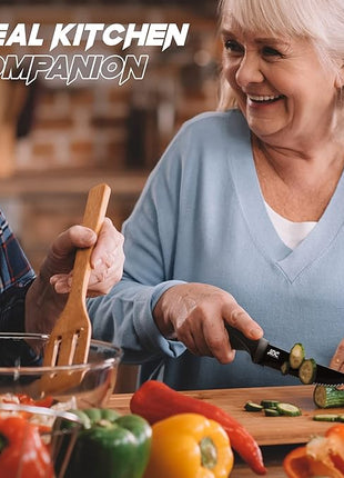 LDC Serrated Steak Knives Set of 8, Elegant Black Ultra Sharp Knives, Dishwasher Safe Stainless Steel Dining Knife Set