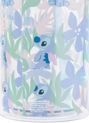 Silver Buffalo Disney Lilo and Stitch Cute Floral and Leaves Pattern Plastic Tall Cold Cup with Lid and Straw, 20 Ounces