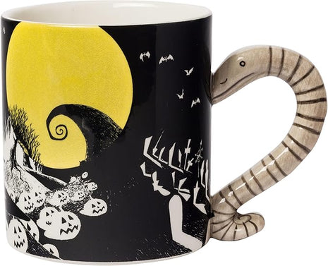 Silver Buffalo Disney Tim Burton's Nightmare Before Christmas Jack Skellington and Moonlight Snake 3D Sculpted Handle Ceramic Mug, 20 Ounces