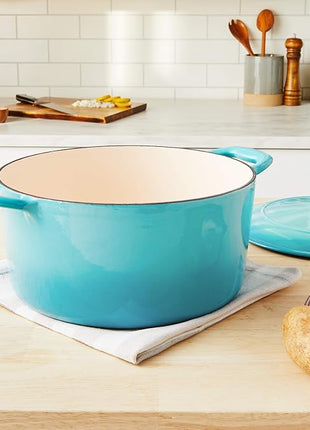 Tramontina Bestow Enameled Cast Iron Dutch Oven Pot with Lid, Round 5.5-quart, Medium Blue