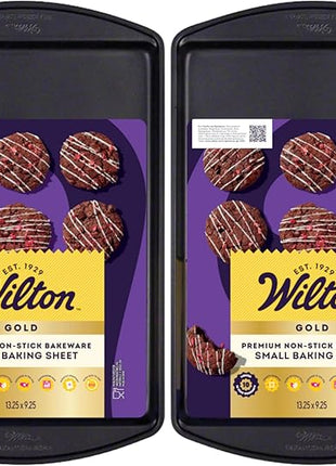 Wilton Perfect Results Premium Non-Stick Bakeware Small Cookie Sheet, 13.25 x 9.25, Steel (Pack of 2)