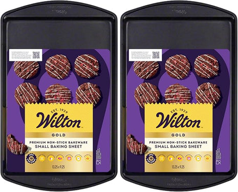 Wilton Perfect Results Premium Non-Stick Bakeware Small Cookie Sheet, 13.25 x 9.25, Steel (Pack of 2)