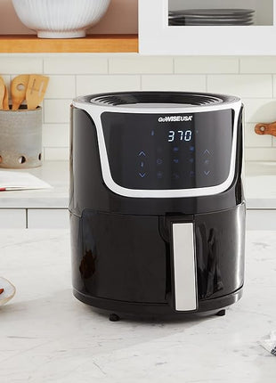 GoWISE USA GW22966 Fryer & Dehydrator Electric Air Fryer with Digital Touchscreen + Recipe Book, 5-Qt, Black/Silver