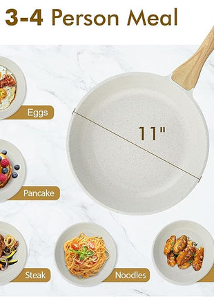 SENSARTE Nonstick Ceramic Frying Pan Skillet, 11 Inch Omelet Pan, Healthy Non Toxic Induction Compatible Egg Pan with Heat Resistant Handle, PTFE and PFAS-Free