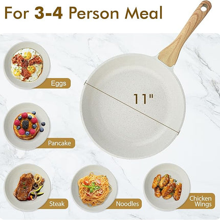 SENSARTE Nonstick Ceramic Frying Pan Skillet, 11 Inch Omelet Pan, Healthy Non Toxic Induction Compatible Egg Pan with Heat Resistant Handle, PTFE and PFAS-Free