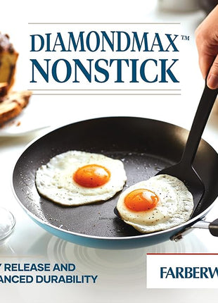 Farberware Cookstart DiamondMax Nonstick Cookware/Pots and Pans Set, Dishwasher Safe, Includes Baking Pan and Cooking Tools, 15 Piece - Aqua