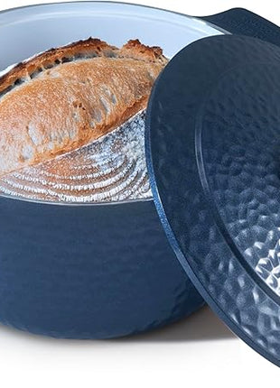 Gotham Steel Hammered 5 Qt Lightweight Dutch Oven Pot with Lid & Holders, Ceramic Non Toxic, Oven Safe & Even Heat Retaining Dutch Oven for Bread Baking Sourdough, Soup, 70% Lighter than Cast Iron