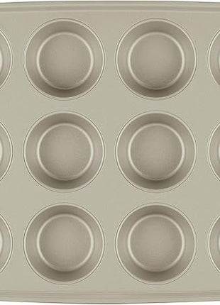 Rachael Ray Nonstick Bakeware Set without Grips includes Nonstick Baking Pan with Lid and Muffin Pan / Cupcake Pan - 3 Piece, Silver