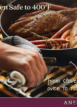 Anolon Advanced Home Hard Anodized Nonstick Frying Pan, 14.5 Inch – Large Skillet with Helper Handle, 14 Inch Nonstick Frying Pan, Durable Cookware - Onyx