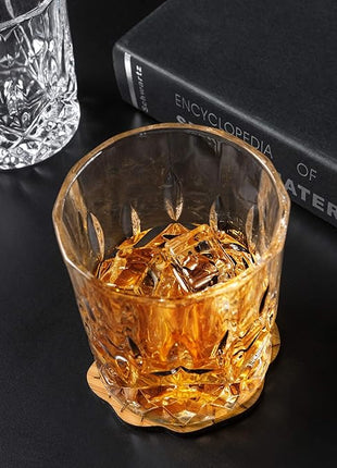 KANARS Whiskey Glasses Set of 6 with Elegant Gift Box,10 Oz Premium Old Fashioned Crystal Glass Tumbler for Liquor, Scotch, Cocktail or Bourbon Drinking, Gifts for Birthday Thanksgiving Christmas