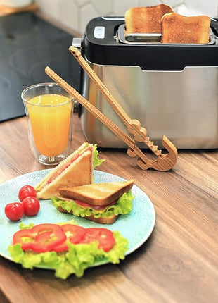 Crocodile-Shaped Wooden Toaster Tongs | 11-Inch Magnetic Kitchen Utensil for Cooking, Camping, and Outdoor Use | Fun, Easy Storage, Superior Grip | Great for Kids & Adults, Toast, BBQ