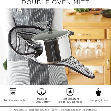 DII Double Strip Chef Kitchen Cooking & Baking Collection, Double Oven Mitt, 35x7.5, Aqua