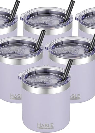HASLE OUTFITTERS 10oz Insulated Tumblers with Lid and Straw,Stainless Steel Tumbler Travel Coffee Mug,Double Wall Reusable Tumbler Cup for Iced and Hot Drinks(Purple,6 Pack)