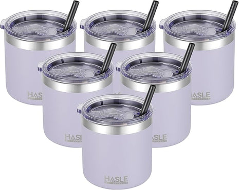 HASLE OUTFITTERS 10oz Insulated Tumblers with Lid and Straw,Stainless Steel Tumbler Travel Coffee Mug,Double Wall Reusable Tumbler Cup for Iced and Hot Drinks(Purple,6 Pack)
