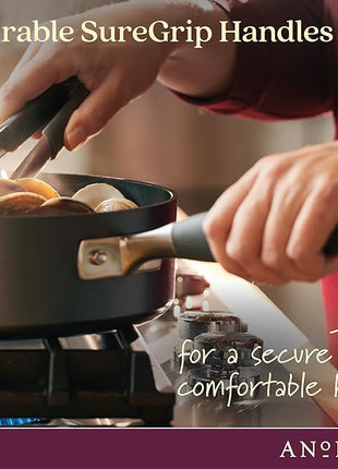 Anolon Advanced Home Hard Anodized Nonstick Pan, Stir Fry w/Helper Handle (12"), Moonstone