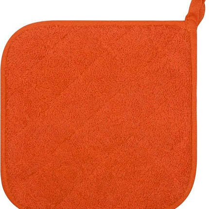 100% Cotton Kitchen Everyday Basic Terry Pot Holder Heat Resistant Coaster Potholder for Cooking and Baking Set of 5 Orange