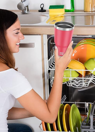 WETOWETO 30 oz Tumbler Stainless Steel Vacuum Insulated Coffee Ice Cup Double Wall Vacuum Coffee Tumbler for Hot and Cold drinks, Suitable for Beach, Travel, Party(Watermelon Red, 1 Pack)