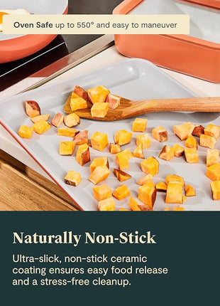 Caraway Non-Stick Ceramic Baking Sheet - Naturally Slick Ceramic Coating - Non-Toxic, PTFE & PFOA Free - Perfect for Baking, Roasting, and More - Medium (15" x 10") - White