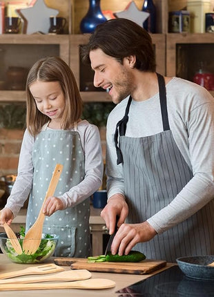 HANSGO Bamboo Wooden Spoons for Cooking 6-Piece, Nonstick Bamboo Kitchen Utensils Set Wood Spatulas Spoons for Daily Use, Housewarming Gifts