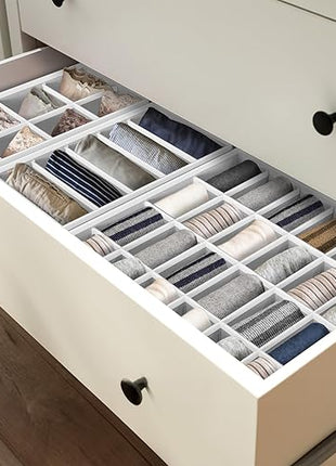 Simple Houseware 4-Pack Drawer Organizer Set - Closet Dividers for Underwear, Socks, Bras, Scarves, Ties - Foldable Non-Woven Storage Boxes, Gray