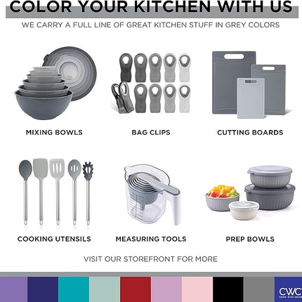COOK WITH COLOR Nesting Bowls with Measuring Cups Colander and Sifter Set - Includes Mixing Bowls, Colander, Sifter and Measuring Cups, Gray, 8 Pc Bowl