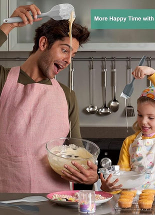 Silicone Spatula Set, Premium Spatulas Silicone Heat Resistant 2 Small & 2 Large Flexible Scraper for Nonstick Cookware, Rubber Spatula for Kitchen Mixing Baking Cooking Use, Soft Spatula - Gray