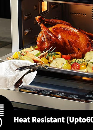 Hovico Silicone Oven Mitts, Heat Resistant 500F Kitchen Mitts 2PCS, 11.6" BPA-Free Soft Baking Gloves, Non-Slip Grip Oven Gloves with Soft Cotton Lining for Kitchen Cooking Baking BBQ - Milkshake