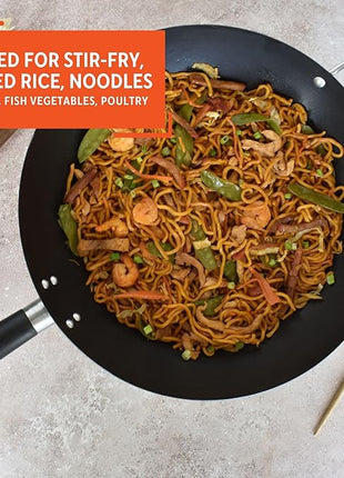 IMUSA USA 14" Traditional Nonstick Coated Wok with Triangle Helper Handle