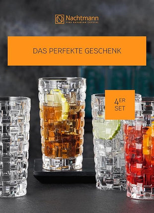 Nachtmann Dancing Stars Bossa Nova Collection, Long Drink Glass Set of 4 Clear Crystal Glass, for cocktails and cold Beverages 14-Ounce, Dishwasher safe