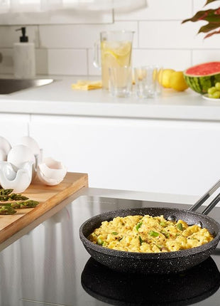 Starfrit The Rock 16cm (6.5") Non-Stick Egg Fry Pan - Durable Forged Aluminum - Oven Safe - PFOA Free - Easy to Clean - Black