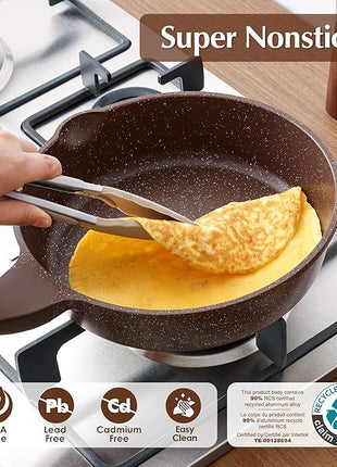 SENSARTE Nonstick Deep Frying Pan Skillet, 10-inch Saute Pan with Lid, Stay-Cool Handle, Cooking Pan, Healthy Stone Cookware Induction Compatible