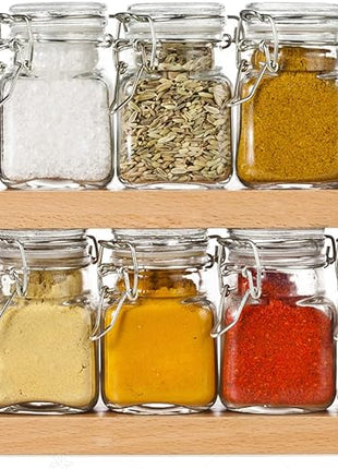 SPANLA Spice Jars, 24 Pack 4oz Small Glass Jars with Airtight Hinged Lid, With 24 Spice Labels & Silicone Funnels, Airtight Glass Jars for Spices, Condiments Herb Seasoning Art Craft Storage