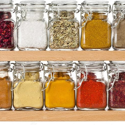 SPANLA Spice Jars, 24 Pack 4oz Small Glass Jars with Airtight Hinged Lid, With 24 Spice Labels & Silicone Funnels, Airtight Glass Jars for Spices, Condiments Herb Seasoning Art Craft Storage