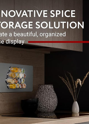 IMPRESA Hexagon Magnetic Spice Jars - Pack of 15-1.74 Oz Strong Magnetic Seasoning Containers - Space-Saving Honeycomb Spice Jars - Airtight Glass Storage Containers with Steel Lids