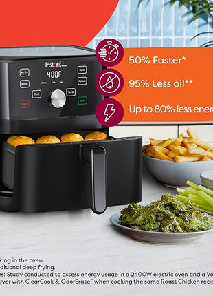 Instant Pot Vortex 6QT XL Air Fryer, 4-in-1 Functions that Crisps, Roasts, Reheats, Bakes for Quick Easy Meals, 100+ In-App Recipes, is Dishwasher-Safe, from the Makers of Instant Pot, Black