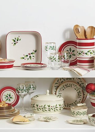 Lenox Drinkware, Holiday 4-Piece Wine Balloon Glass Set, Set Of 4, 16 Oz Capacity, Made From Glass, Festive Red Christmas Design, Hand Wash Only, Christmas Decorations, Winter Decor (4 Piece)