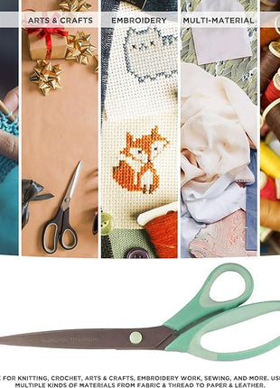 BambooMN Titanium Softgrip Scissors Set for Sewing, Arts, Crafts, Office - 30 Sets of 3 - Mint Green w/Light Inlays