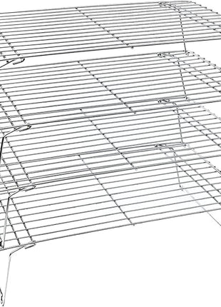 KITCHENATICS 4-Tier Stackable Cooling Racks for Baking, 100% Stainless Steel Wire Rack, Oven Safe Baking Rack, Oven Rack for Pizza, Cake, Bread, Cooling Rack for Cooking and Baking, Cookie Rack 15x10