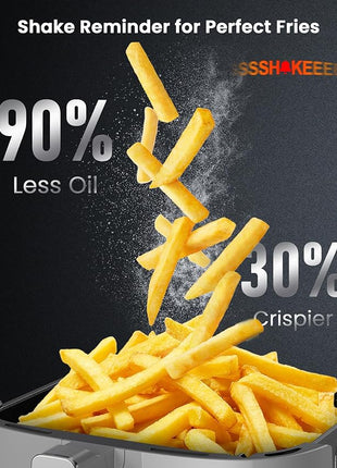 Nuwave Brio Plus Air Fryer 8 Qt, New & Improved, PFAS-FREE, 7 Digital One-Touch Cook Functions that AIR FRY, BAKE, ROAST, DEHYDRATE, TOAST, REHEAT, PREHEAT, 150 Presets, 50°F~400°F (Cool Gray)