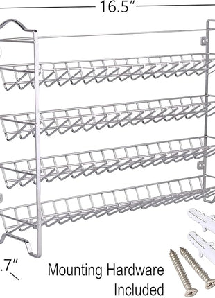 SWOMMOLY Spice Rack Organizer with 36 Empty Square Spice Jars, 396 Spice Labels with Chalk Marker and Funnel Complete Set, for Countertop, Cabinet or Wall Mount,Silver