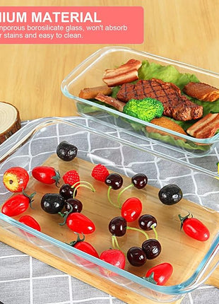 KOMUEE 8 Pieces Glass Baking Dish with Lids Rectangular Glass Baking Pan Bakeware Set with BPA Free Lids, Baking Pans for Lasagna, Leftovers, Cooking, Kitchen, Fridge-to-Oven, Red
