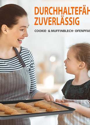 NutriChef 8-Piece Nonstick Stackable Bakeware Set - PFOA, PFOS, PTFE Free Baking Pans Set w/Non-Stick Coating, 450°F Oven Safe, Round Cake, Loaf, Muffin, Wide/Square Pans, Cookie Sheet (Gray)