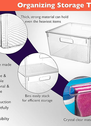 CLEARSPACE Plastic Storage Bins with Lids XL – Perfect Kitchen Organization or Pantry Storage – Fridge Organizer, Pantry Organization and Storage Bins, Cabinet Organizers