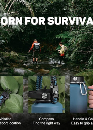 Water Bottle 40oz, Insulated Tumblers with Handle & Straw Lid, Insulated Water Bottle Fits in Cup Holder, Double Wall BPA-Free, Stainless Steel Travel Cup Leak-proof to Keep Cold 24H&Hot12H